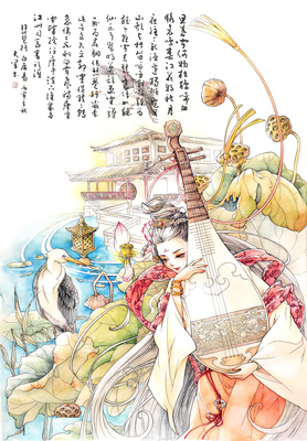 琵琶行插畫習(xí)作 愛做夢的貓的靈感演繹